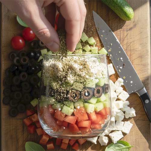 салат в стакане посыпают орегано