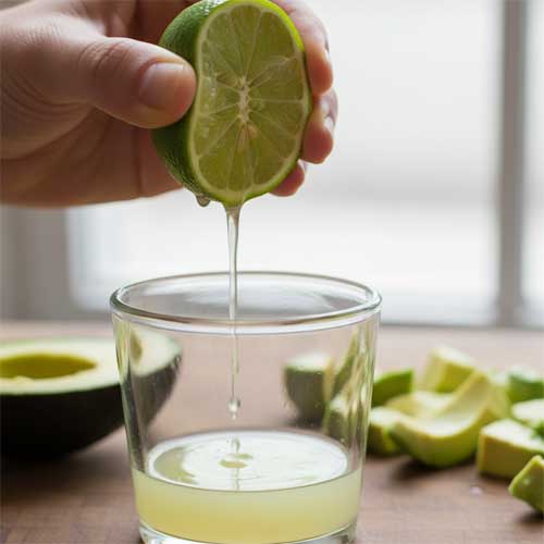 выдавливают сок из лайма в стакан