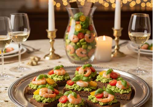 готовые канапе на праздничном Новогоднем столе