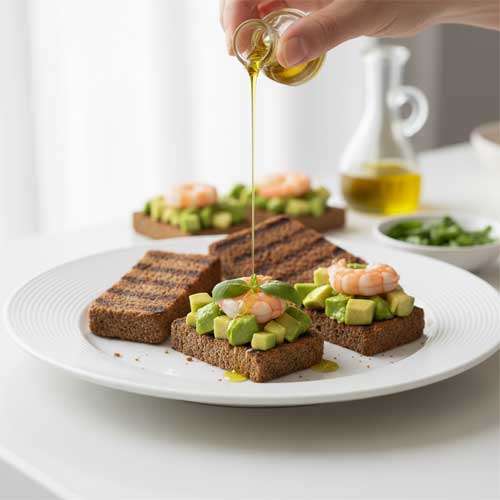 перед подачей канапе поливают оливковым маслом