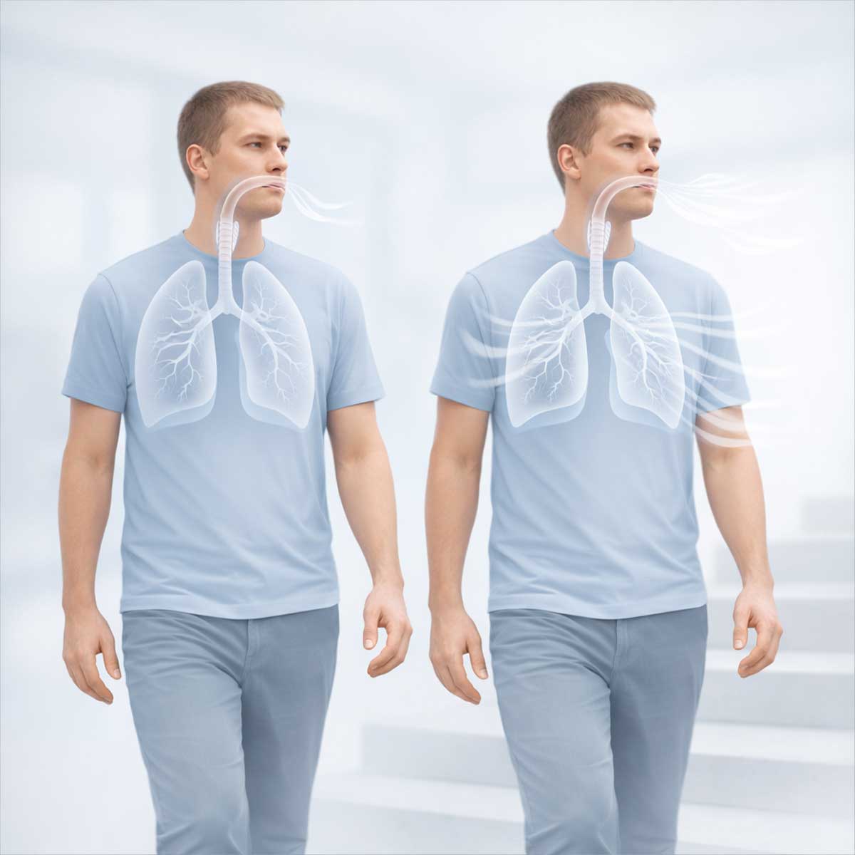 Сравнение нормальной и патологической одышки при физической нагрузке