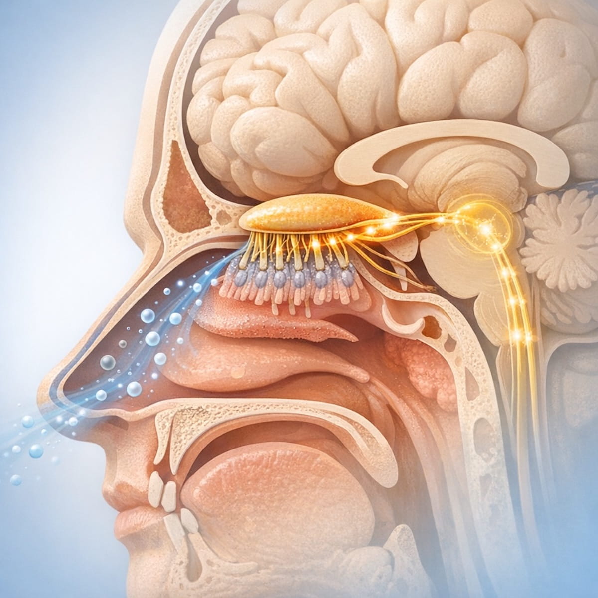 Путь восприятия запахов: обонятельные рецепторы и передача сигнала в мозг