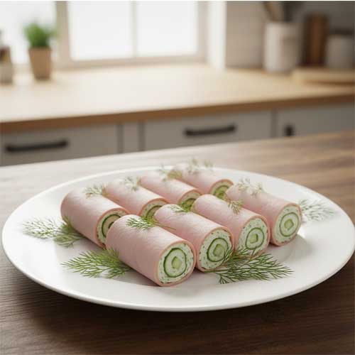 на блюде готовые рулетики