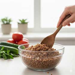 готовая гречка в глубокой миске