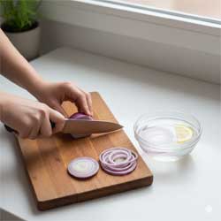 нарезаем лук кольцами