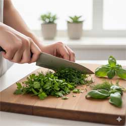 нарезаем зелень