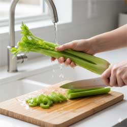 промывают сельдерей