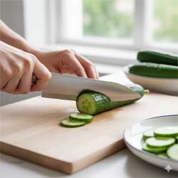 нарезают огурцы