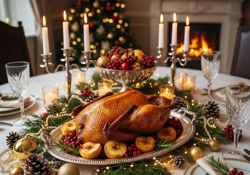 запеченная утка с яблоками на новогоднем столе