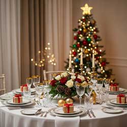 новогодняя елка и праздничный стол